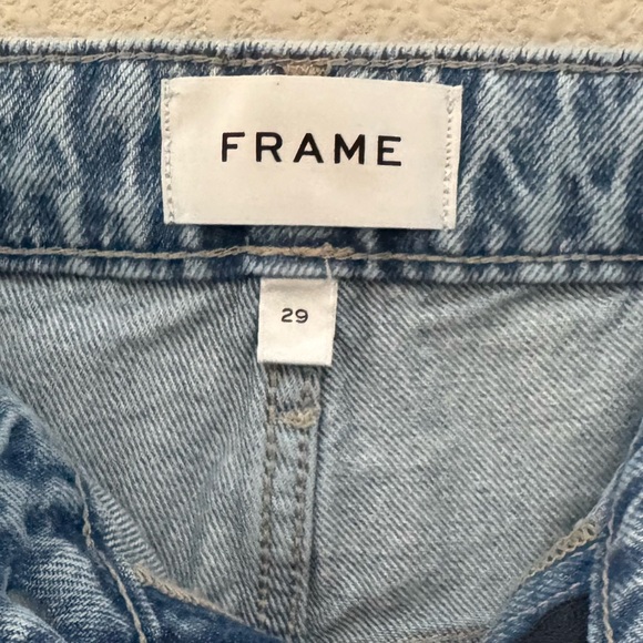 Frame Barrel Jeans 29 Raw Cuff Curved Rhode Light Wash Denim Blue Classic - Picture 14 of 15